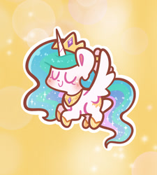 Size: 1080x1200 | Tagged: safe, artist:typhwosion, derpibooru import, princess celestia, alicorn, pony, blushing, chibi, eyes closed, smiling, solo