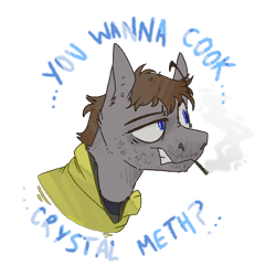 Size: 800x800 | Tagged: safe, artist:molars, derpibooru import, oc, pegasus, pony, blue eyes, breaking bad, bust, clothes, drugs, hoodie, jesse pinkman, meth, ponified, portrait, simple background, smoke, smoking, solo, text, transparent background