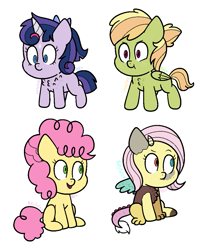 Size: 869x1054 | Tagged: safe, artist:nikytale, derpibooru import, li'l cheese, oc, draconequus, earth pony, hybrid, pegasus, pony, unicorn, the last problem, draconequus oc, female, filly, foal, heterochromia, interspecies offspring, magical lesbian spawn, offspring, parent:applejack, parent:discord, parent:fluttershy, parent:rainbow dash, parent:rarity, parent:twilight sparkle, parents:appledash, parents:discoshy, simple background, white background