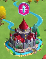 Size: 572x734 | Tagged: safe, derpibooru import, castle, gameloft, the anonymous campsite, tree