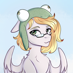 Size: 2000x2000 | Tagged: safe, artist:tanatos, derpibooru import, oc, oc:ludwig von leeb, pegasus, bust, glasses, hat, male, pegasus oc, portrait