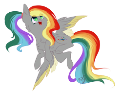Size: 2295x1760 | Tagged: safe, artist:prettyshinegp, derpibooru import, oc, oc only, pegasus, pony, :d, chest fluff, eye clipping through hair, female, flying, looking up, mare, multicolored hair, open mouth, open smile, pegasus oc, rainbow hair, simple background, smiling, solo, transparent background