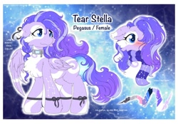 Size: 1076x750 | Tagged: safe, alternate version, artist:焰心fireworks, derpibooru import, oc, oc:星骸 (tear stella), pegasus, pony, collar, female, mare, reference sheet