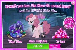 Size: 1957x1292 | Tagged: safe, derpibooru import, mean pinkie pie, pinkie pie, earth pony, pony, the mean 6, advertisement, bandana, bed, bedroom, book, boots, candle, clone, costs real money, curtains, english, female, gameloft, gem, guitar, horns, leg wraps, mare, musical instrument, numbers, official, pillow, plant, poster, sale, shoes, skull, solo, solo focus, speaker, tail, tail wrap, text