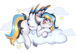 Size: 2832x1976 | Tagged: safe, artist:pozya1007, derpibooru import, oc, oc only, pegasus, pony, blushing, cloud, cute, looking at you, simple background, solo, white background, wings