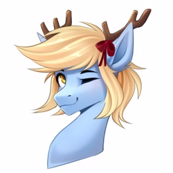 Size: 2560x2560 | Tagged: safe, artist:buvanybu, derpibooru import, oc, oc only, pony, antlers, simple background, solo, white background