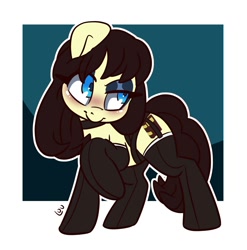 Size: 1972x2000 | Tagged: safe, artist:lou, derpibooru import, oc, oc:candice, earth pony, choker, clothes, collar, earth pony oc, eyeshadow, female, garter, makeup, mare, socks, thigh highs