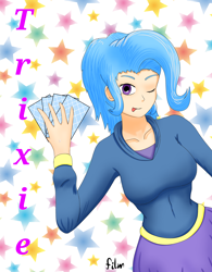 Size: 2384x3064 | Tagged: safe, artist:film77asq, derpibooru import, trixie, human, female, humanized, solo