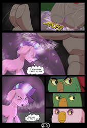 Size: 4750x7000 | Tagged: safe, alternate version, artist:chedx, derpibooru import, boyle, lix spittle, mullet (character), starlight glimmer, comic:the storm kingdom, alternate hairstyle, alternate universe, barrier, comic, golem, parrot pirates, pirate, sky pirates