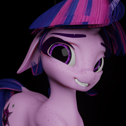 Size: 2048x2048 | Tagged: safe, artist:saphire-systrine, artist:valiant studios, derpibooru import, oc, oc only, oc:twilight (dimensional shift), alicorn, pony, 3d, 3d model, alicorn oc, blender, blender eevee, cute, cycles render, ears, floppy ears, freckles, horn, solo, vs twi, wings