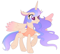 Size: 1902x1716 | Tagged: safe, artist:existencecosmos188, derpibooru import, oc, oc only, alicorn, pony, alicorn oc, base used, female, grin, horn, mare, parent:princess celestia, parent:thorax, simple background, smiling, transparent background, wings