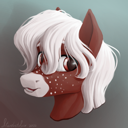 Size: 3200x3200 | Tagged: safe, artist:stardustspix, oc, oc:manumit to the aethers, pegasus, pony, coat markings, facial markings, freckles, male, red eyes, red mane, solo, stallion, white mane