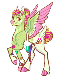 Size: 999x1250 | Tagged: safe, artist:cactiflowers, derpibooru import, oc, oc only, oc:up dog, pegasus, pony, bandaid, bone, colored wings, simple background, solo, transparent background, two toned wings, wings