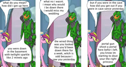 Size: 900x480 | Tagged: dead source, safe, artist:thet7770ify, derpibooru import, princess cadance, pony, comic:master chief and luna hanging out, a canterlot wedding, female, halo (series), image, male, mare, master chief, misspelling, needs more jpeg, speech bubble, text