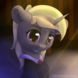 Size: 3072x3072 | Tagged: safe, artist:darbedarmoc, derpibooru import, oc, oc only, oc:nimax coltlight, pony, unicorn, clothes, looking at you, monocle, necktie, smiling, solo, tuxedo, two toned mane