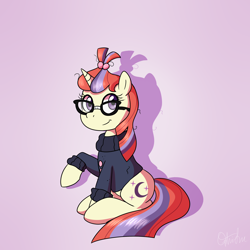 Size: 3000x3000 | Tagged: safe, artist:nyctophelia, derpibooru import, moondancer, pony, unicorn, clothes, cute, dancerbetes, female, glasses, high res, mare, solo, sweater