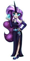 Size: 1858x3750 | Tagged: safe, artist:eeveeglaceon, derpibooru import, nightmare rarity, human, equestria girls, clothes, dress, female, horn, horned humanization, humanized, simple background, solo, transparent background