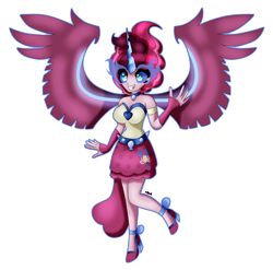 Size: 4128x4078 | Tagged: safe, artist:eeveeglaceon, derpibooru import, pinkie pie, equestria girls, clothes, corrupted, female, midnight-ified, simple background, skirt, solo, transparent background