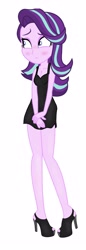 Size: 1106x3201 | Tagged: safe, artist:sarahthefox97, artist:yaya54320bases, derpibooru import, starlight glimmer, equestria girls, base used, black dress, blushing, clothes, dress, female, high heels, shoes, simple background, solo, white background