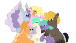 Size: 1280x732 | Tagged: safe, artist:itstechtock, derpibooru import, oc, oc only, oc:sketch a. doodle, oc:tech tock, draconequus, earth pony, pegasus, pony, unicorn, baby, baby pony, female, glasses, male, mare, simple background, stallion, white background