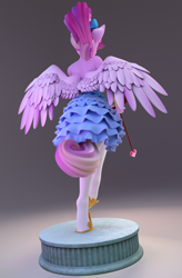 Size: 2500x3800 | Tagged: safe, artist:chyvak, derpibooru import, princess cadance, alicorn, anthro, unguligrade anthro, 3d, blender, blender cycles, bow (weapon), clothes, dress, female, solo