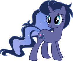 Size: 9275x7745 | Tagged: safe, artist:shootingstarsentry, derpibooru import, oc, oc only, oc:stella, pony, unicorn, absurd resolution, base used, female, mare, offspring, parent:good king sombra, parent:king sombra, parent:princess luna, parents:lumbra, simple background, smiling, solo, transparent background