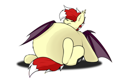 Size: 3000x2000 | Tagged: safe, artist:aaathebap, derpibooru import, oc, oc only, oc:aaaaaaaaaaa, bat pony, pony, belly, big belly, huge belly, impossibly large belly, inflation, nervous, simple background, solo, transparent background, wing hold, wings