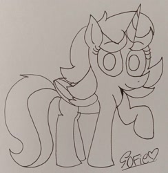 Size: 2752x2824 | Tagged: safe, artist:tanahgrogot, derpibooru import, oc, oc only, oc:princess kincade, alicorn, pony, alicorn oc, female, heart, horn, looking at you, mare, missing cutie mark, signature, sketch, smiling, smiling at you, solo, traditional art, wings