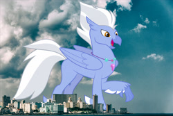 Size: 2017x1345 | Tagged: safe, artist:jaredking779, artist:shootingstarsentry, derpibooru import, sky beak, classical hippogriff, hippogriff, cuba, feathered fetlocks, giant hippogriff, havana, highrise ponies, irl, jewelry, male, mega giant, necklace, open mouth, photo, ponies in real life, smiling, solo, story included