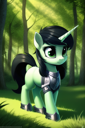 Size: 512x768 | Tagged: safe, derpibooru import, machine learning generated, oc, oc:anon filly, unicorn, armor, female, filly, foal