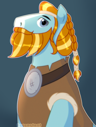 Size: 3072x4096 | Tagged: safe, artist:inayurinai01, derpibooru import, rockhoof, earth pony, pony, beard, bust, clothes, facial hair, male, simple background, solo, stallion