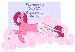 Size: 1280x884 | Tagged: safe, artist:s0ftserve, derpibooru import, pinkie pie, pony, cloud, lying down, prone, simple background, solo, transparent background