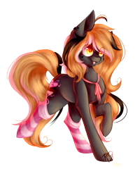 Size: 1494x1871 | Tagged: safe, artist:prettyshinegp, derpibooru import, oc, oc only, earth pony, pony, clothes, ears, earth pony oc, floppy ears, raised hoof, raised leg, simple background, smiling, socks, solo, striped socks, transparent background