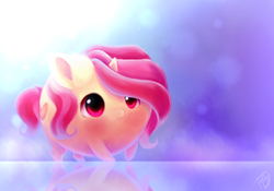 Size: 2346x1638 | Tagged: safe, artist:prettyshinegp, derpibooru import, oc, oc only, pony, unicorn, abstract background, blushing, chubbie, horn, reflection, solo, unicorn oc