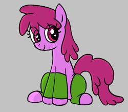 Size: 389x339 | Tagged: safe, artist:algoatall, ponerpics import, berry punch, berryshine, earth pony, pony, female, gray background, leg warmers, lowres, simple background, sitting, smiling, solo