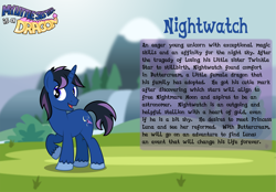 Size: 3015x2102 | Tagged: safe, artist:aleximusprime, derpibooru import, oc, oc only, oc:nightwatch, pony, unicorn, fanfic:my little sister is a dragon, bio, raised hoof, raised leg, solo