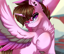 Size: 2385x2000 | Tagged: safe, artist:2pandita, derpibooru import, oc, oc only, alicorn, pony, alicorn oc, horn, solo, wings