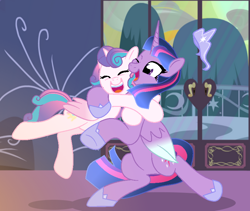 Size: 824x697 | Tagged: safe, artist:hate-love12, derpibooru import, princess flurry heart, twilight sparkle, twilight sparkle (alicorn), alicorn, pony, base used, hug, older