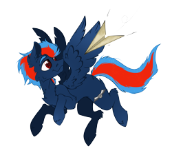 Size: 3000x2700 | Tagged: safe, artist:zira, derpibooru import, oc, oc only, oc:black the dragon, pegasus, pony, 2023 community collab, derpibooru community collaboration, flying, male, paper airplane, simple background, smiling, solo, transparent background