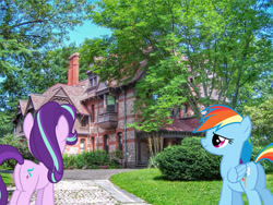 Size: 2048x1536 | Tagged: safe, derpibooru import, rainbow dash, starlight glimmer, pegasus, pony, unicorn, butt, connecticut, duo, female, glimmer glutes, hartford, house, irl, mare, photo, plot, ponies in real life, rainbutt dash