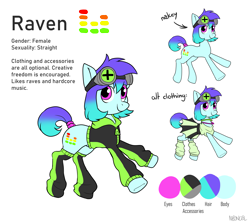 Size: 5587x5000 | Tagged: safe, artist:neoncel, derpibooru import, oc, oc only, oc:raven mcchippy, earth pony, pony, clothes, goggles, hoodie, legwear, reference sheet, simple background, socks, solo, white background