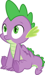 Size: 3000x4923 | Tagged: safe, artist:starryshineviolet, derpibooru import, spike, dragon, g4, the point of no return, confused, folded wings, male, simple background, sitting, solo, transparent background, vector, winged spike, wings