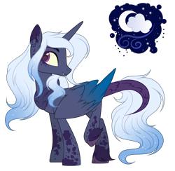 Size: 2872x2800 | Tagged: safe, artist:existencecosmos188, derpibooru import, oc, alicorn, hybrid, pony, alicorn oc, base used, colored wings, horn, interspecies offspring, offspring, parent:discord, parent:princess luna, parents:lunacord, simple background, solo, transparent background, two toned wings, wings