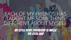 Size: 1920x1080 | Tagged: safe, derpibooru import, edit, edited screencap, editor:quoterific, screencap, applejack, double diamond, fluttershy, night glider, party favor, pinkie pie, rainbow dash, rarity, sugar belle, the cutie map, equal four