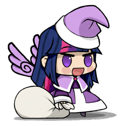 Size: 1250x1250 | Tagged: safe, artist:deroach, derpibooru import, twilight sparkle, twilight sparkle (alicorn), alicorn, human, christmas, clothes, costume, hat, holiday, humanized, meme, padoru, santa costume, santa hat, simple background, solo, transparent background, winged humanization, wings