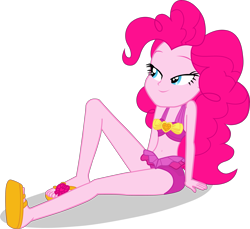 Size: 3741x3431 | Tagged: safe, alternate version, artist:dustinwatsongkx, derpibooru import, pinkie pie, human, equestria girls, bare shoulders, bikini, clothes, feet, pinkie pie swimsuit, sandals, simple background, sleeveless, solo, swimsuit, transparent background, vector