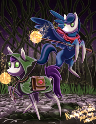 Size: 1280x1657 | Tagged: safe, artist:amalgamzaku, derpibooru import, pony, bag, hollow knight, magic, saddle bag, staff