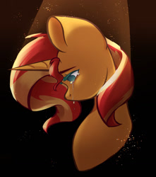 Size: 1280x1446 | Tagged: safe, artist:lavicho, derpibooru import, sunset shimmer, pony, unicorn, bust, crying, female, profile, solo