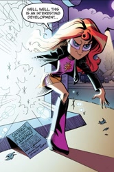 Size: 750x1127 | Tagged: safe, artist:andypriceart, derpibooru import, idw, sunset shimmer, human, equestria girls, g4, spoiler:comic, spoiler:comicannual2013, dialogue, female, magic mirror, solo, speech bubble