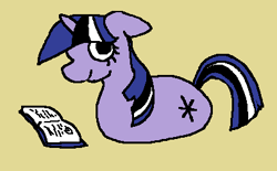 Size: 405x251 | Tagged: safe, artist:trfur, derpibooru import, twilight sparkle, pony, unicorn, book, simple background, smiling